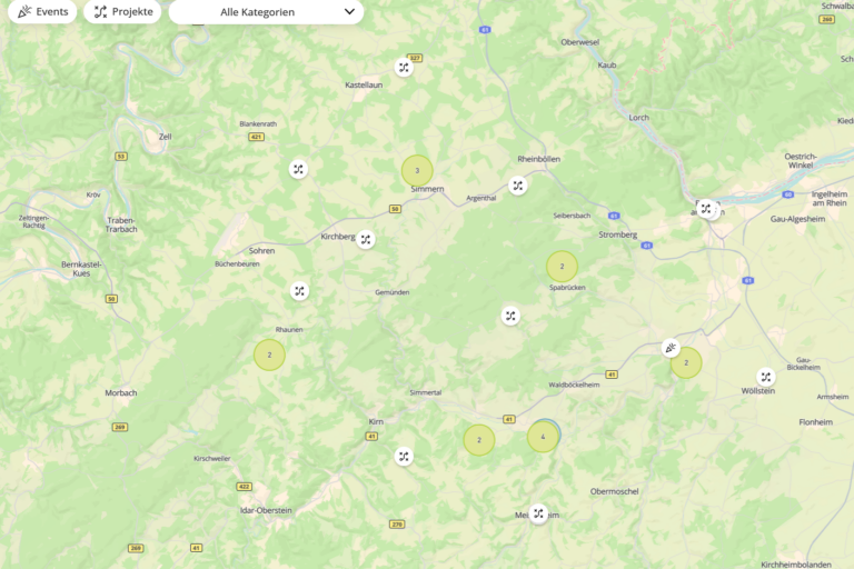 Beispielhafter Ausschnitt der interaktiven Karte