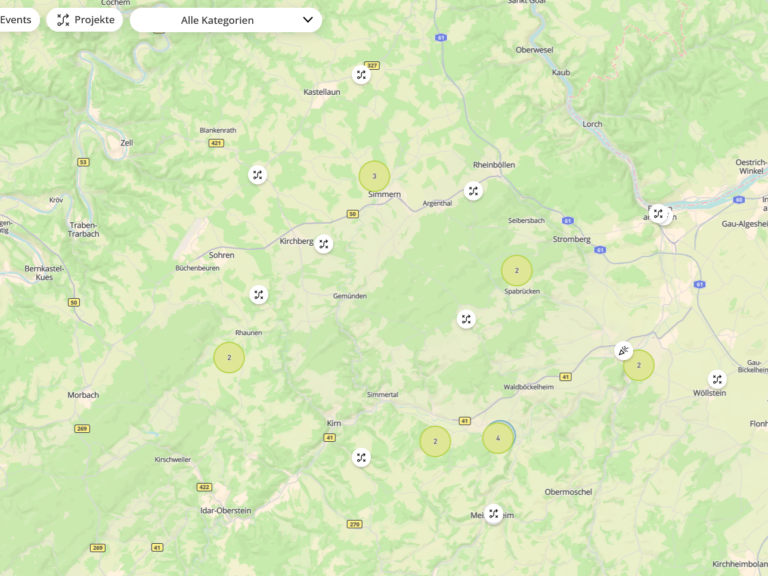 Beispielhafter Ausschnitt der interaktiven Karte