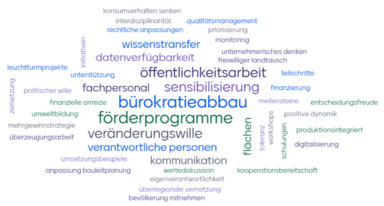 Wortwolke: Bedarfe für eine erfolgreiche Umsetzung