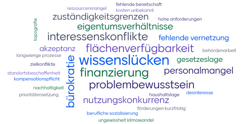 Wortwolke: Herausforderungen bei der Umsetzung