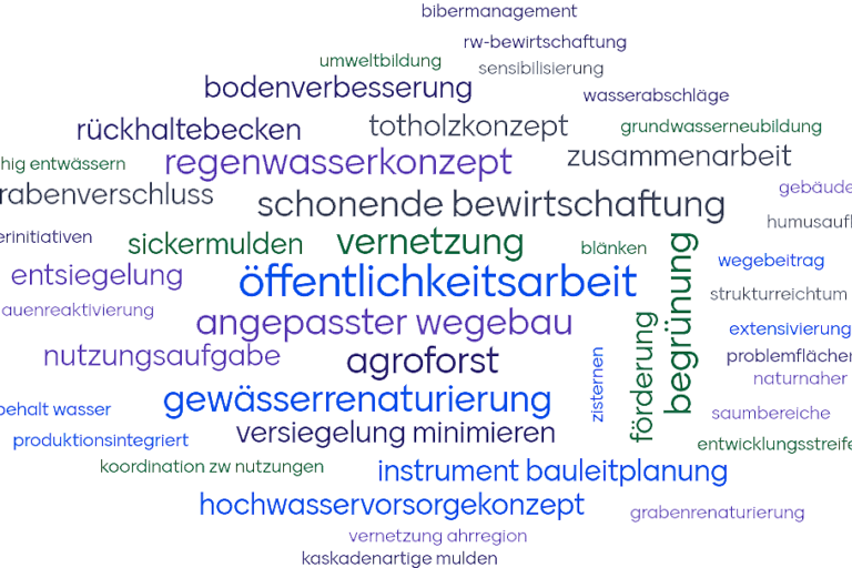 Wortwolke: Potenziale für den Wasserrückhalt
