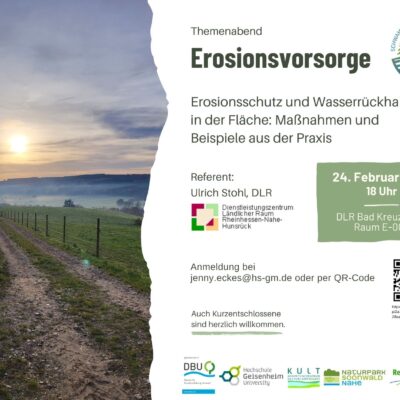 Event-Flyer zum Themenabend Erosionsvorsorge am 24. Februar 2026